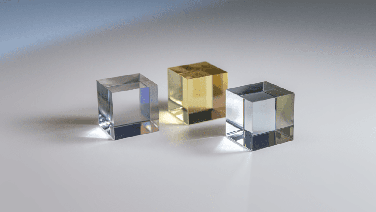 Three optical cubes - Broadband, high energy PBS and NPBS.